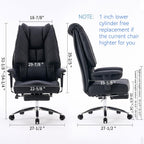 Large Tall Office Chair 400 lbs Wide Seat, Leather High Back Executive Office Chair with Footrest, Ergonomic Office Chair Lumbar Support to Relieve Lower Back Pain (Beige)