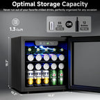 Beverage Refrigerator Cooler - 126 Can Mini Fridge Glass Door for Drinks Soda Beer Wine - Small Refrigerator for Office Bedroom Home Bar, 4 Adjustable Shelves, 3.2 Cu.Ft, Silver