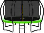 Trampoline 8FT 10FT 12FT 14FT 16FT, Recreational Trampolines with Enclosure Net and Ladder, Outdoor Anti-Rust Trampolines for Kids and Adults, ASTM Approved