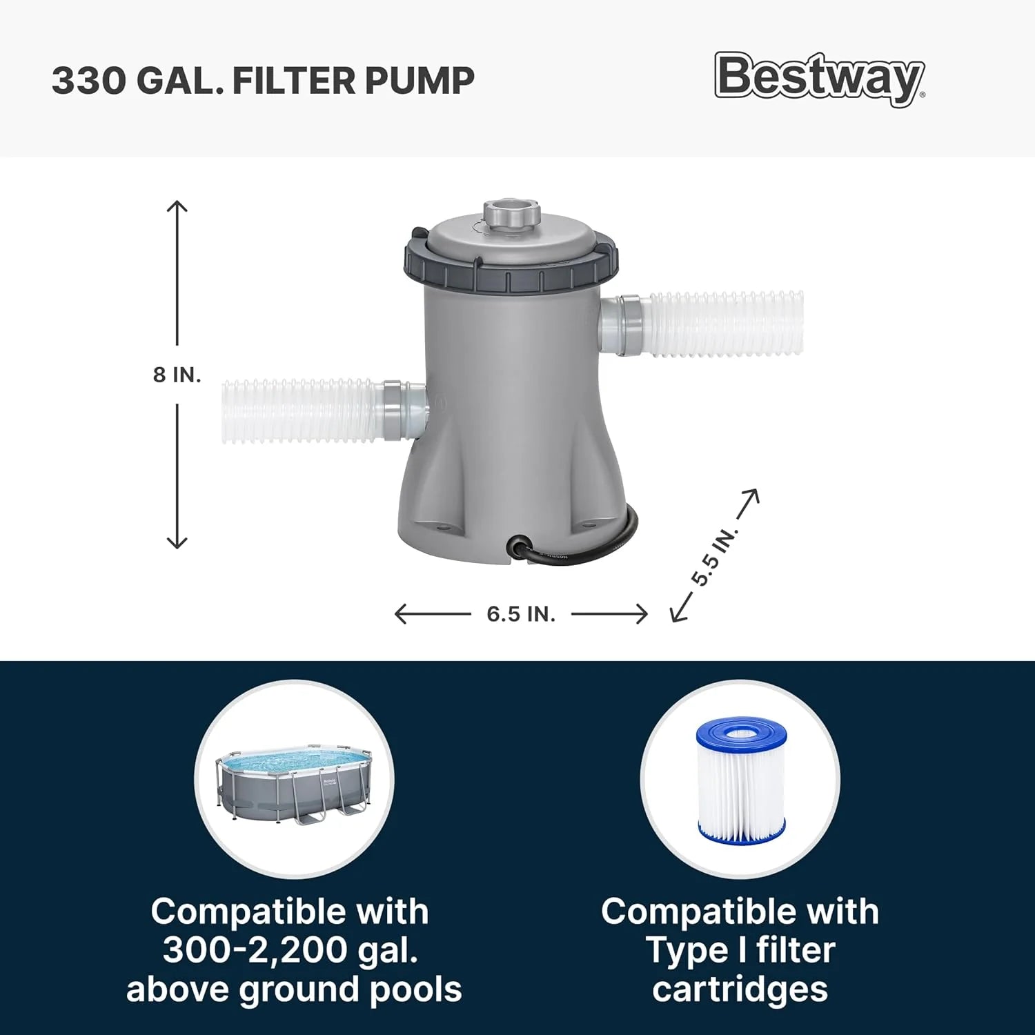 Power Steel 14' x 8'2" x 39.5" Oval Above Ground Pool Set | Includes 530gal Filter Pump, Ladder, ChemConnect Dispener