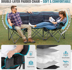 Double Camping Chair with Cooler 3-Person Folding Extra Large Camping Chair with 1000-Pound Load Capacity