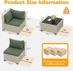 UDPATIO Outdoor Patio Furniture Set, 7-Piece PE Wicker Sectional Sofa with Tea Table, Outdoor Conversation Set