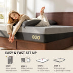 EGOHOME 14 Inch King Size Memory Foam Mattress for Back Pain, Cooling Gel Mattress Bed in a Box, Made in USA, CertiPUR-US Certified, Therapeutic Medium Mattress, 76x80x14 Black