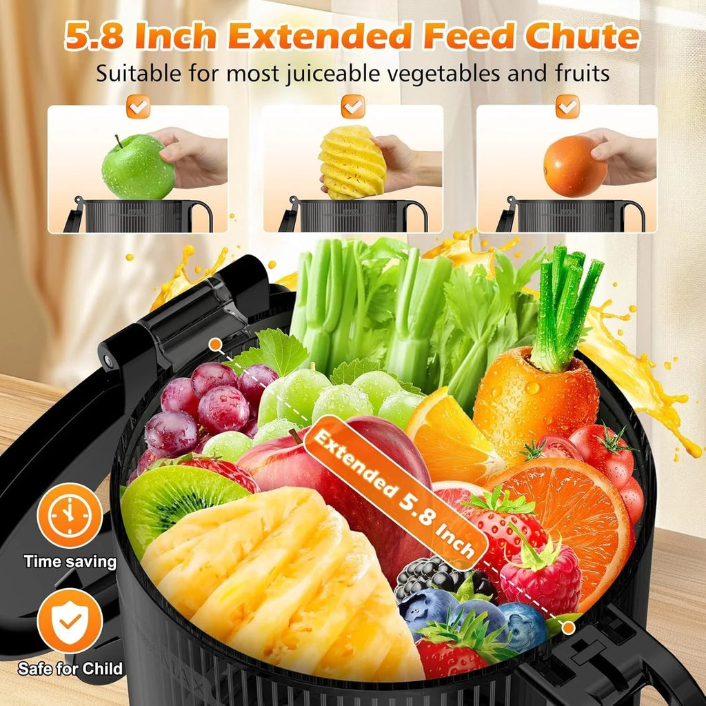 Juicer Machines with 5.8" Large Feed Chute Cold Press Juicer Slow Masticating juicer
