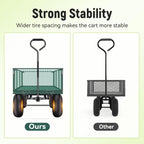 Steel Garden Cart, 2-in-1 1400 lbs Heavy Duty Utility Wagon, with Removable Mesh Sides to Convert into Flatbed, 240�� U-Turn 13" Pneumatic Tires Garden Wagon for Farm Yard Lawn Garden Camping