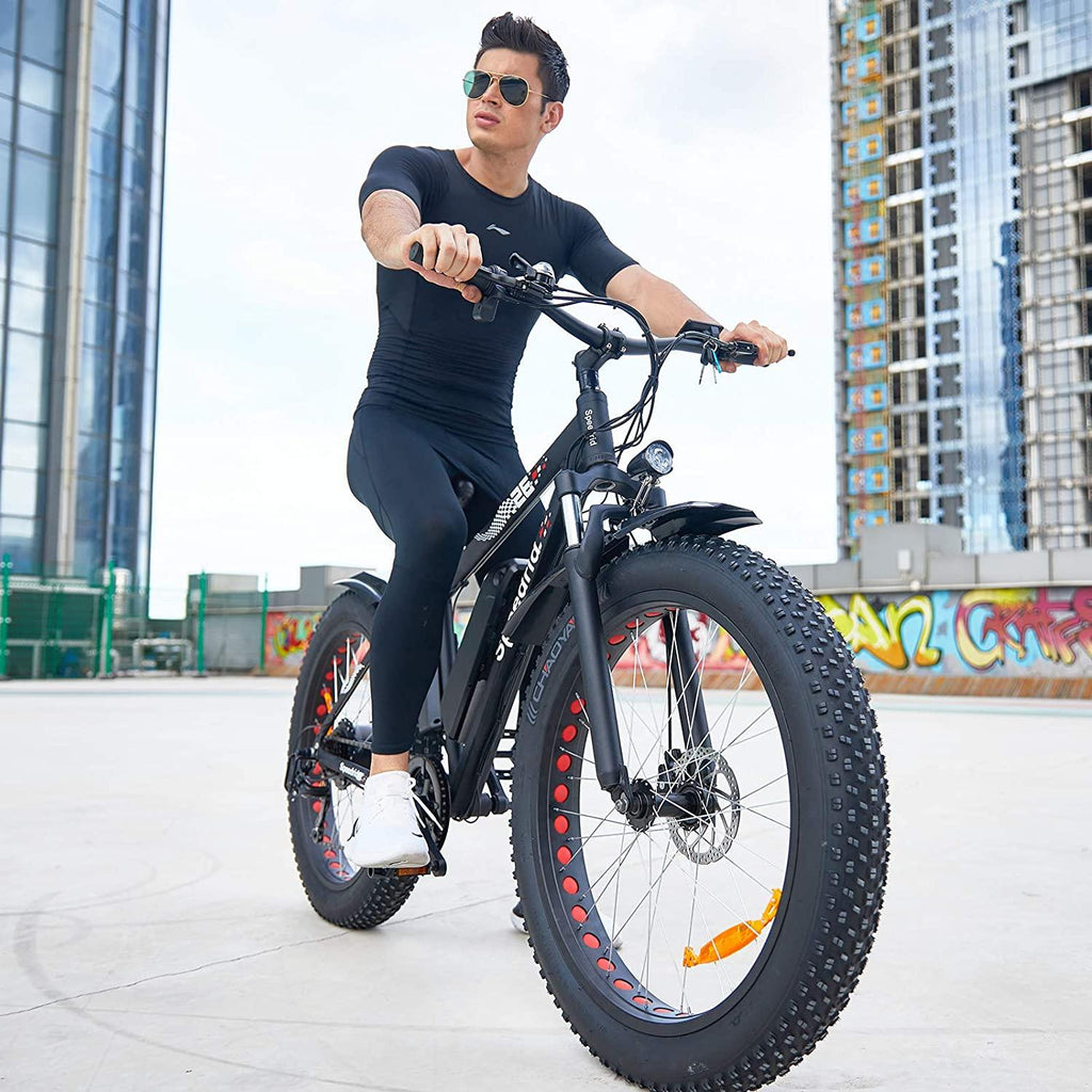 Speedrid Electric Bike 48V 500W Fat Tire Electric Bike Snow Bike 26??? 4.0, 48V 10Ah Removable Battery and Professional 7 Speed