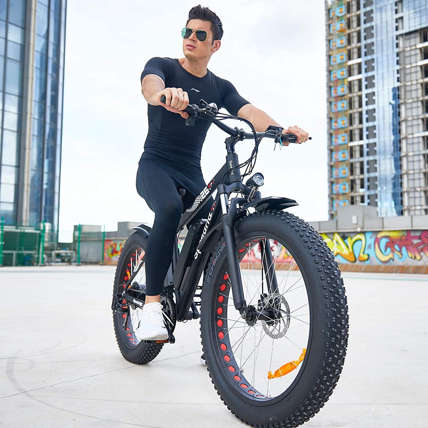 Speedrid Electric Bike 48V 500W Fat Tire Electric Bike Snow Bike 26??? 4.0, 48V 10Ah Removable Battery and Professional 7 Speed