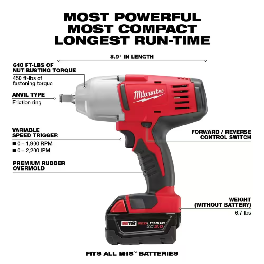 M18 18V Lithium-Ion Cordless Combo Kit (8-Tool) with Three 4.0 Ah Batteries, 1 Charger, 2 Tool Bag