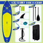 FunWater Inflatable Stand Up Paddle Board with Premium SUP Paddle Accessories, Non-Slip EVA Deck, 11'/10'6' Paddle