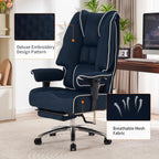 Large Tall Office Chair 400 lbs Wide Seat, Leather High Back Executive Office Chair with Footrest, Ergonomic Office Chair Lumbar Support to Relieve Lower Back Pain (Beige)