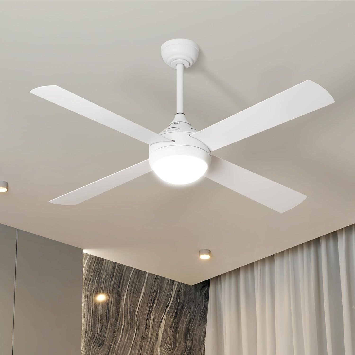 Vevare 52" Ceiling Fan with Light, Remote & Timer, 3 Speeds for Indoor Use - White