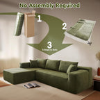 ovios 104" Cloud Sectional Couch with L-Shape Chaise,Modern Modular Sofa with Deep Seat, Upholstered Couches for Living Room Bedroom,No Assembly Required, Grey (Plush Corduroy Fabric)