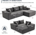 110 Cloud Sectional Couch, Boneless Sofa for Living Room Modular Sectional Sofa with Deep Seat
