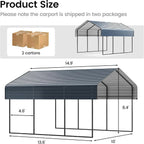10'x15' Heavy Duty Metal Carport Outdoor Garage Car Shelter Shade with Heavier Frame
