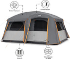 CORE Straight Wall Cabin Tents | 10 Person / 11 Person / 12 Person Large Multi Room Family Tents for Car Camping & Outdoor Adventures