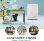 Chest Freezer 5.0Cubic Feet Deep Freezer Freestanding Freezers 2 Removable Stainless Steel Basket