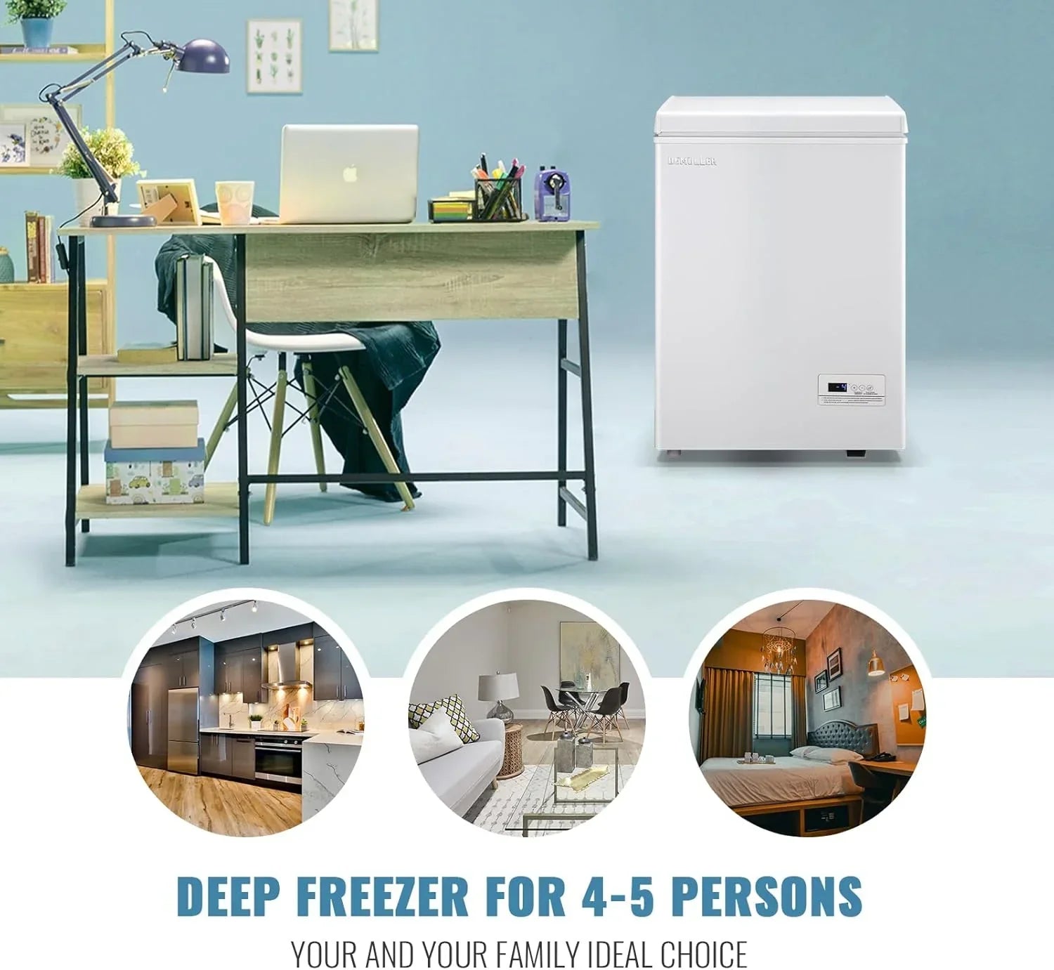 Chest Freezer 5.0Cubic Feet Deep Freezer Freestanding Freezers 2 Removable Stainless Steel Basket
