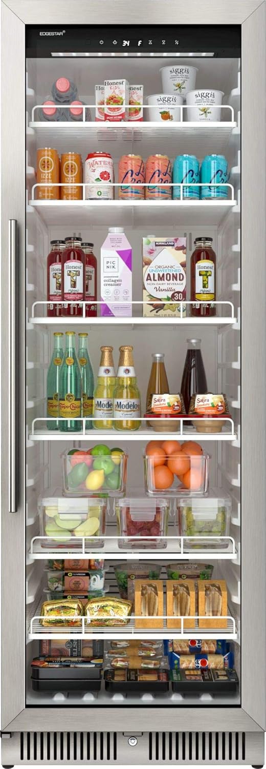 EdgeStar VBM101 22" Wide 10.1 Cu. Ft. Commercial Beverage Merchandiser ?C Stainless Steel, Temp Alarm, Reversible Door