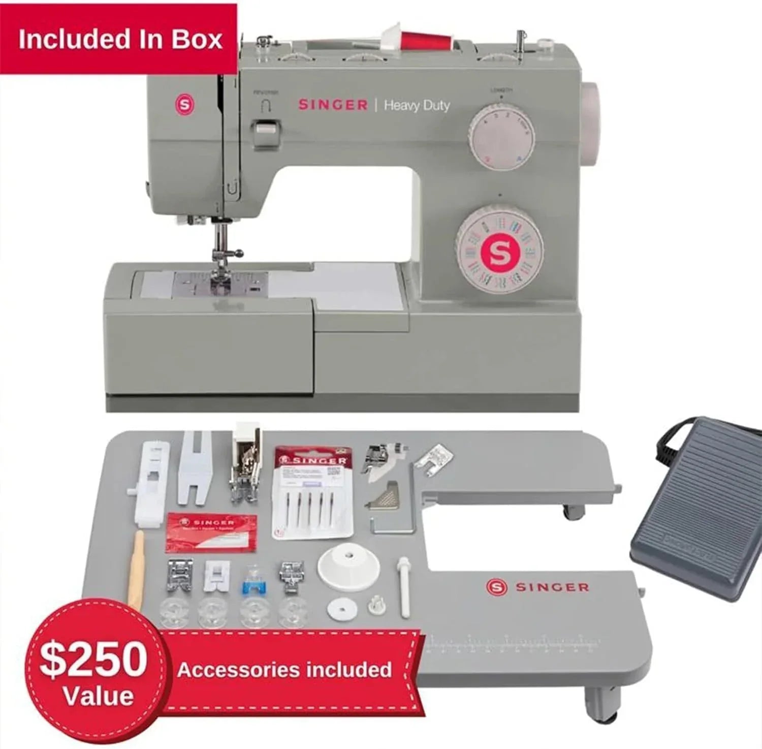SINGER Heavy Duty 4452 High Speed Sewing Machine Accessory Kit Strong Motor 110 Stitch Applications