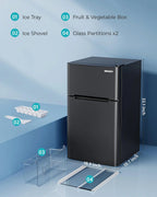 EUHOMY 3.2 Cu.Ft Mini Fridge with Freezer ?C 2-Door Compact Refrigerator for Bedroom, Dorm, Office or Apartment, Silver