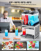 VEVOR Slushy Machine 15Lx2 Double Tank Commercial Margarita Machine 120 Cups Stainless Steel