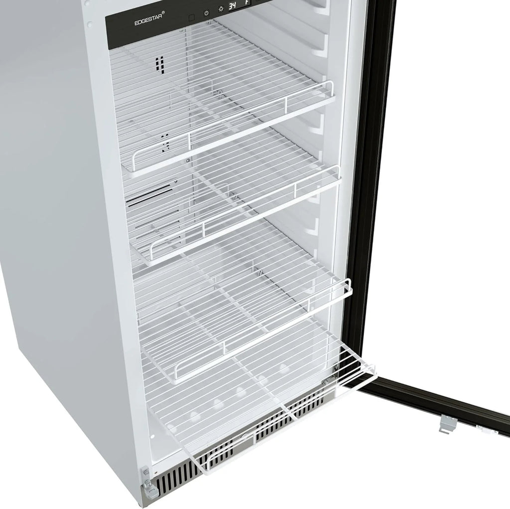 EdgeStar VBM101 22" Wide 10.1 Cu. Ft. Commercial Beverage Merchandiser ?C Stainless Steel, Temp Alarm, Reversible Door
