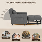 Sofa Bed Chair 3 in 1 Convertible Pullout Single Sleeper Chair Bed Spacious Multifunctional Sofa