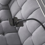 3 in 1 Sleeper Sofa Couch Bed,Small Tufted Velvet Convertible Loveseat Futon Sofa w/Pullout Bed,Adjustable Backrest,Cylinder Pillows,Multi-Pockets,Phone Holder for Living Room Apartment,Grey,55.5"