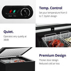 Northair Chest Freezer �C 3.5 Cu Ft with 2 Removable Baskets �C Reach In Freezer Chest �C Quiet Compact Freezer �C 7 Temperature Settings �C Black