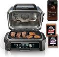 Premium XL Outdoor Grill & Smoker, Bluetooth, App Enabled, 7-in-1 Master Grill, BBQ Smoker, Outdoor Air Fryer, Woodfire Technology, 2 Built-In Thermometers, Black