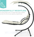 Best Choice Products Outdoor Hanging Curved Steel Chaise Lounge Chair Swing w/Built-in Pillow and Removable Canopy - Teal