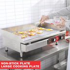 14 Inch Electric Griddle, Non-Stick Flat Top Grill Commercial Electric Countertop Griddles Stainless Steel Adjustable Temperature Control 90??F-575??F for Home or Restaurant Use