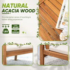 Flamaker Patio Furniture 4 Piece Outdoor Acacia Wood Patio Conversation Sofa Set with Table & Cushions Porch Furniture for Deck, Balcony, Backyard