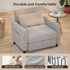 Sofa Bed Chair 3 in 1 Convertible Pullout Single Sleeper Chair Bed Spacious Multifunctional Sofa