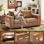Hanherry 89" Sofa for Living Room, Modern Comfy Sofa with Medium Firm Seat Cushion, Removable Cover,Wide Armrest,USB/Type-C Port,Chenille Fabric Couches for Small Space,Apartment