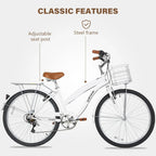 WEIZE Beach Cruiser Bike 26 inch Commuter Bicycle for Adult Men and Women 7-Speed/High-Carbon