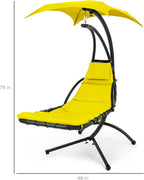 Best Choice Products Outdoor Hanging Curved Steel Chaise Lounge Chair Swing w/Built-in Pillow and Removable Canopy - Teal