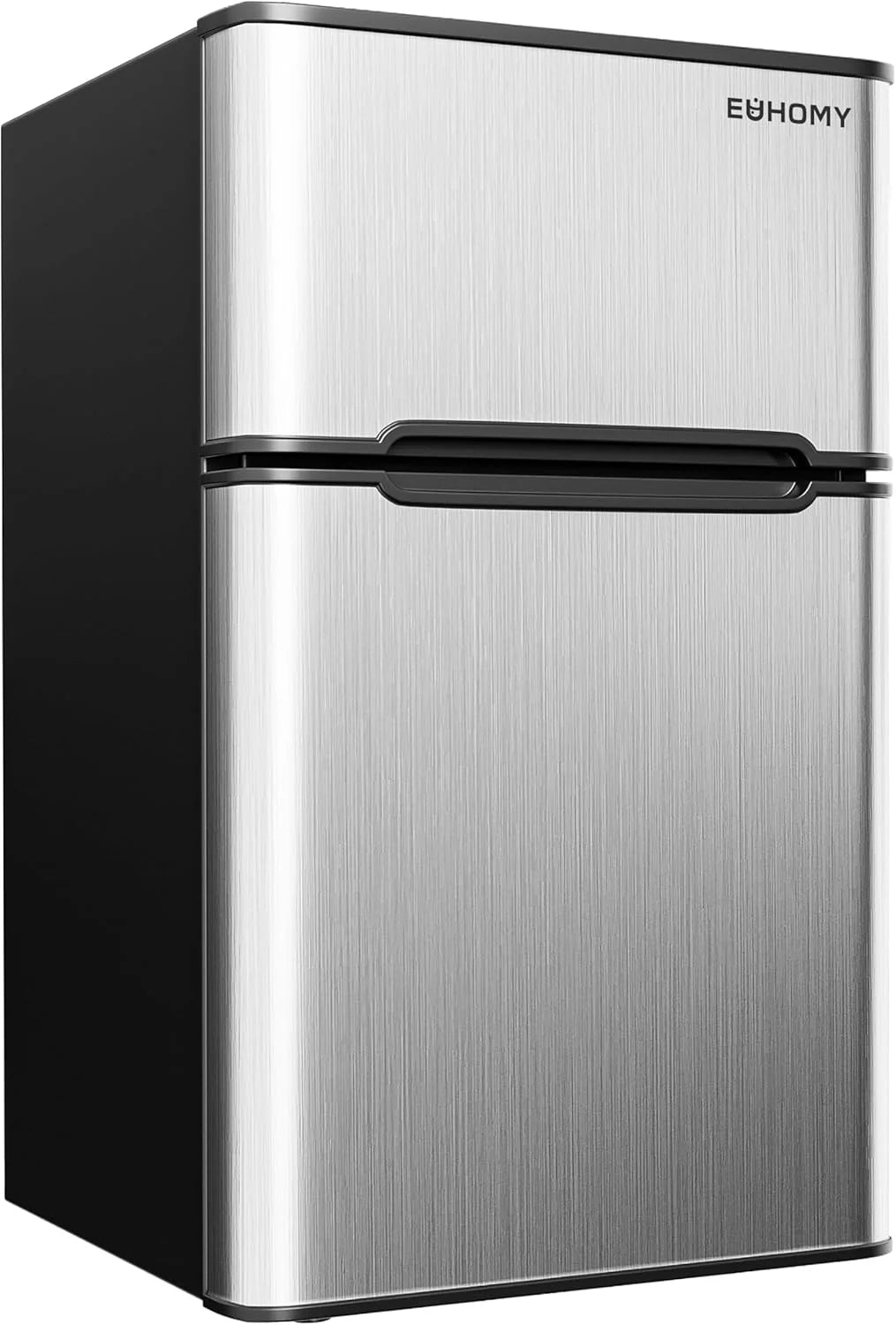 EUHOMY 3.2 Cu.Ft Mini Fridge with Freezer ?C 2-Door Compact Refrigerator for Bedroom, Dorm, Office or Apartment, Silver