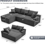 110 Cloud Sectional Couch, Boneless Sofa for Living Room Modular Sectional Sofa with Deep Seat