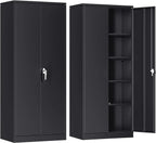 Atripark Metal Storage Cabinet with Lock, 72" Lockable Garage Tool Cabinet with Doors
