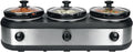 Silver Triple Slow Cooker with Removable Pots - 3x2.5L Capacity, 3 Heat Settings & Keep Warm Function