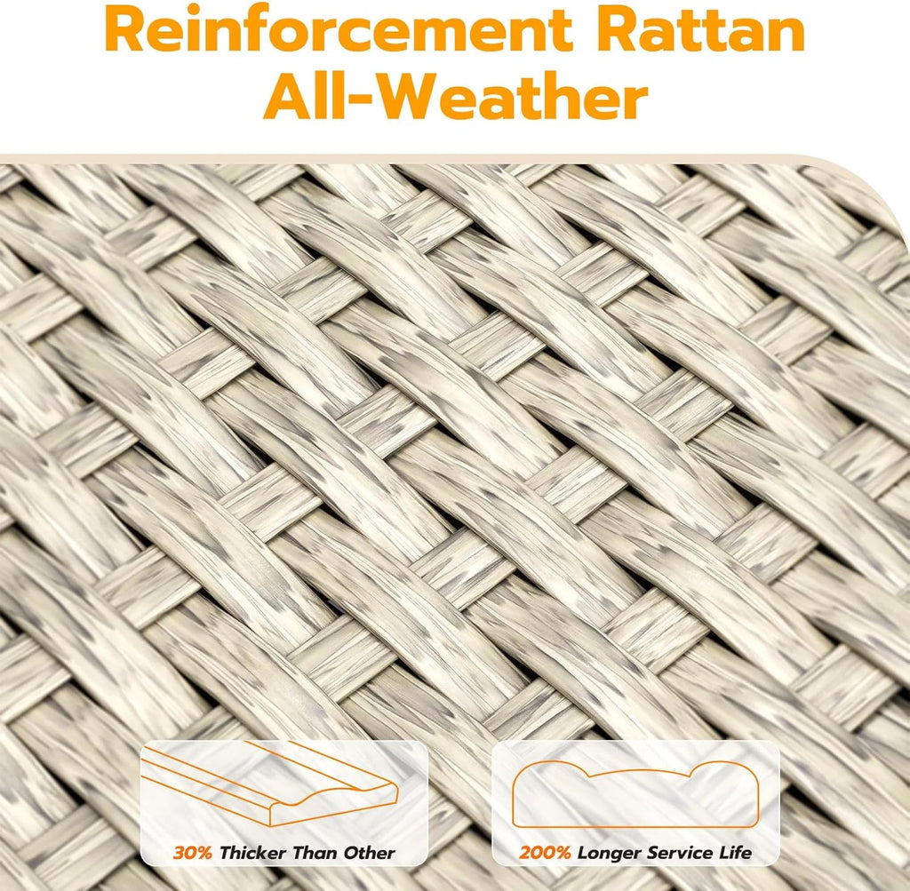 UDPATIO Outdoor Patio Furniture Set, 7-Piece PE Wicker Sectional Sofa with Tea Table, Outdoor Conversation Set