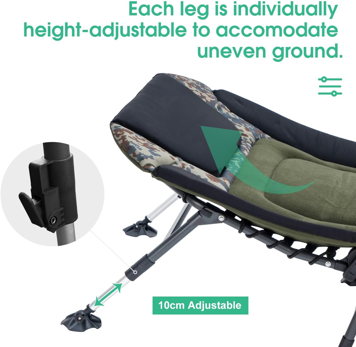 Camping Cots for Adults 330Lbs with Carry Bag, Heavy Duty Folding Bed with Soft Padded Cushion, Portable Military Cot for Hunting, 180�� Adjustable Reclining Outdoor Lounger