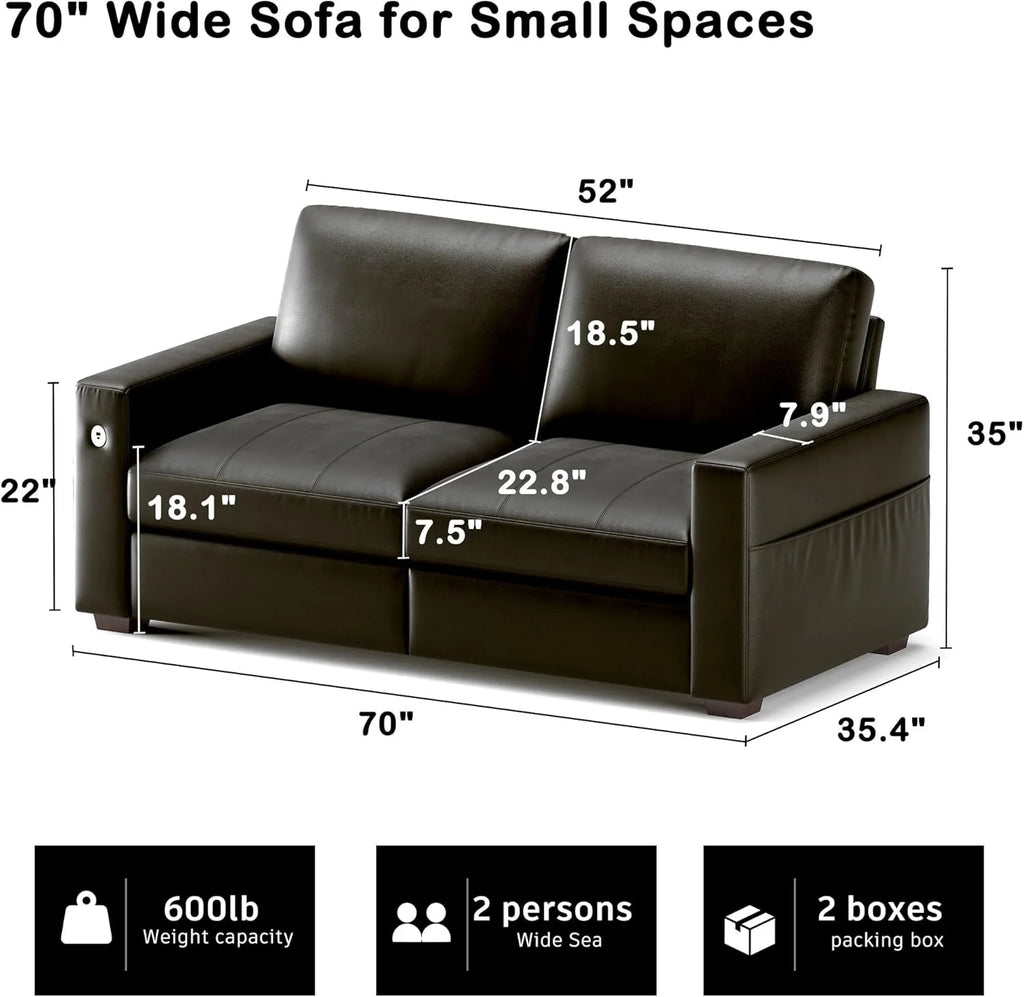 Hanherry 89" Sofa for Living Room, Modern Comfy Sofa with Medium Firm Seat Cushion, Removable Cover,Wide Armrest,USB/Type-C Port,Chenille Fabric Couches for Small Space,Apartment