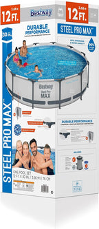Steel Pro MAX 10 Foot x 30 Inch Round Metal Frame Above Ground Backyard Swimming Pool Set