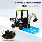 12V JCB Ride On Excavator, Ride on Toys for Kids 4-8, Electric Car for Kids with Tractor, Bulldozer, Digging Arm, Backhoe Toy Car with Slow Start/Stop, Adjustable Speeds