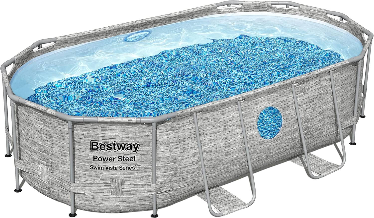 Power Steel 14' x 8'2" x 39.5" Oval Above Ground Pool Set Includes 530gal Filter Pump Ladder
