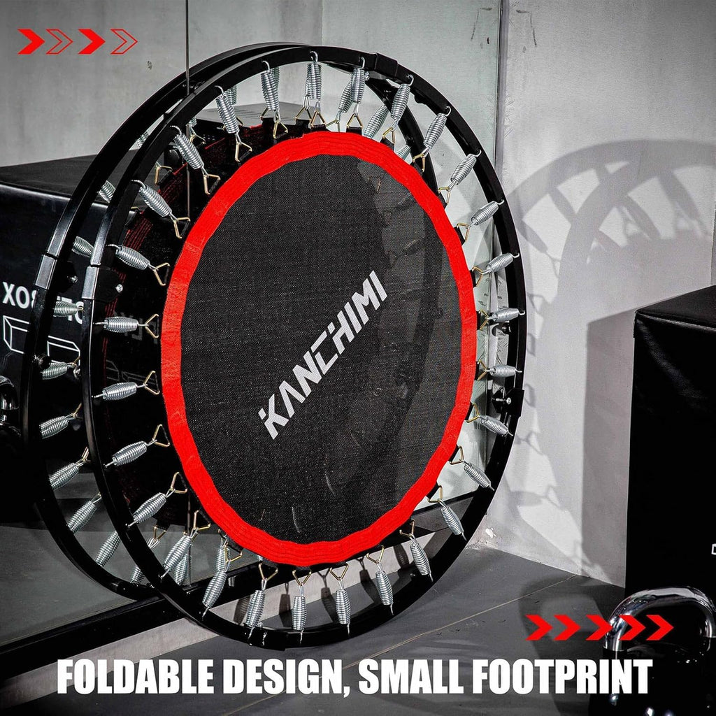Kanchimi 40" 48" Folding Mini Fitness Indoor Exercise Workout Rebounder Trampoline with Handle, Max Load 330lbs
