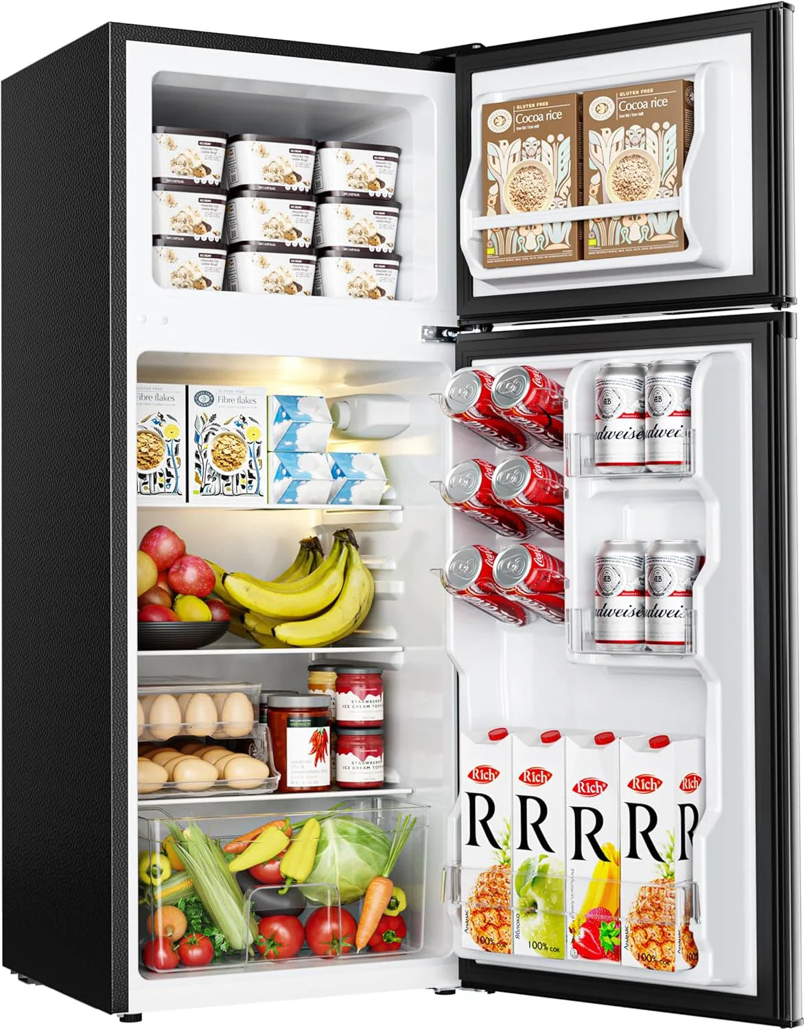 EUHOMY 3.2 Cu.Ft Mini Fridge with Freezer ?C 2-Door Compact Refrigerator for Bedroom, Dorm, Office or Apartment, Silver