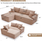 110 Cloud Sectional Couch, Boneless Sofa for Living Room Modular Sectional Sofa with Deep Seat